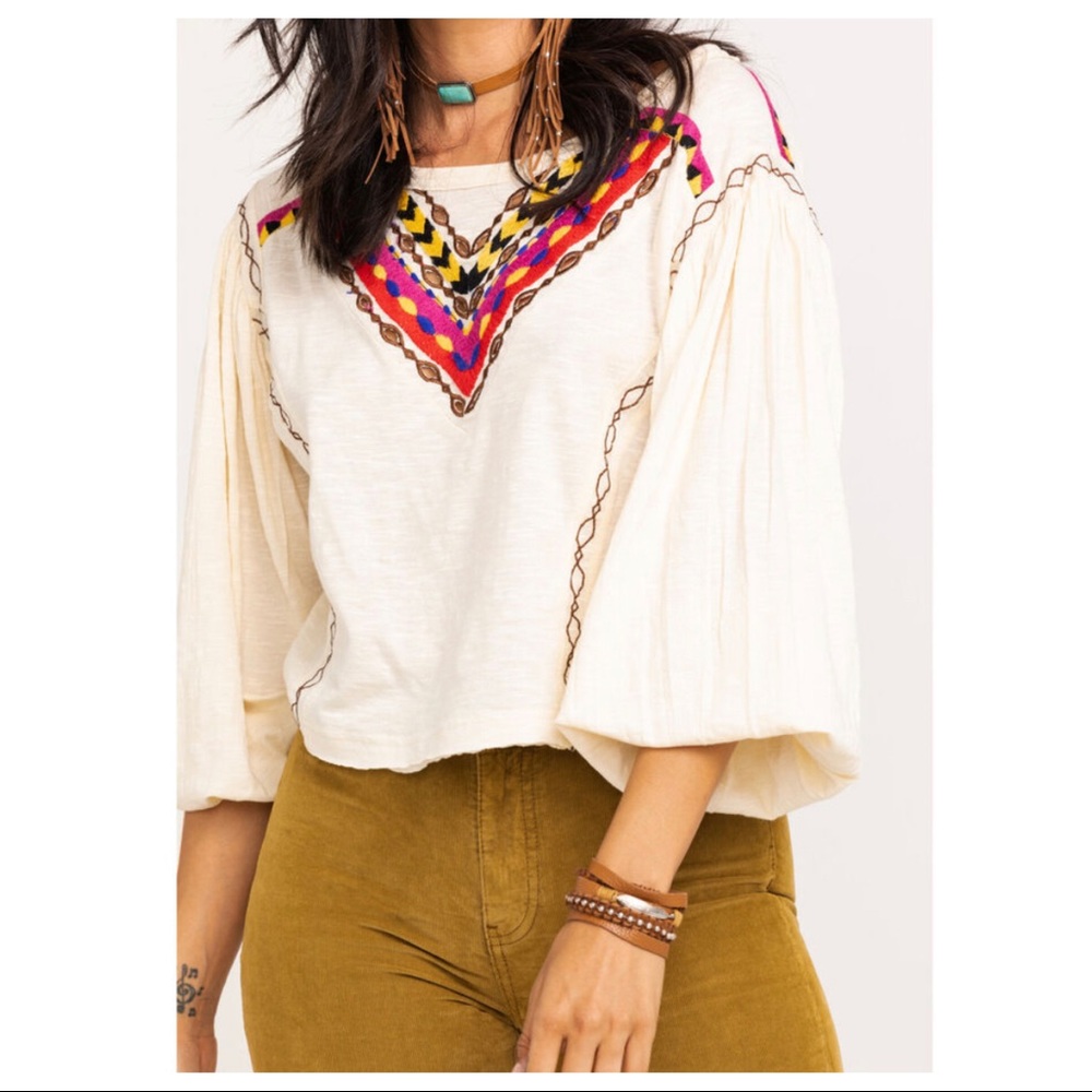 FREE PEOPLE | Hand Me Down Embroidered Top